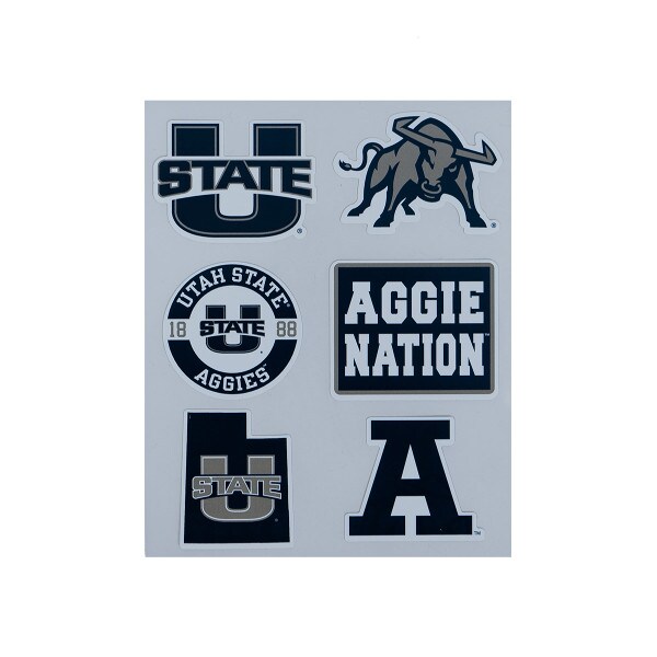 Decals, 6-Pack, Aggie Bull, U-State, Aggie, Fan-Pack